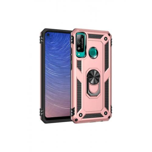 Huawei P40 Lite E Için Manyetik Yüzüklü Standlı Vega Sert Silikon Kılıf Rose Gold