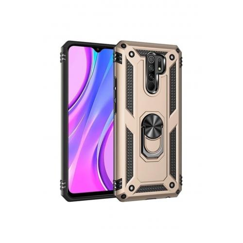 Xiaomi Redmi 9 Kılıf Yüzüklü Manyetik Vega Gold