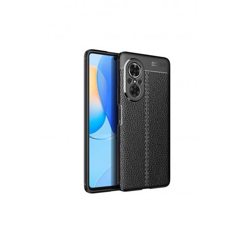 Huawei Nova 9 Se Için Deri Görünümlü Niss Silikon Kapak Siyah