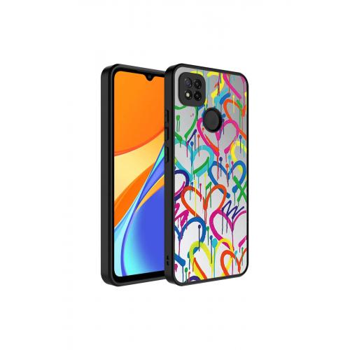 Xiaomi Redmi 9C için Aynalı Desenli Sert Silikon Kapak Kalp