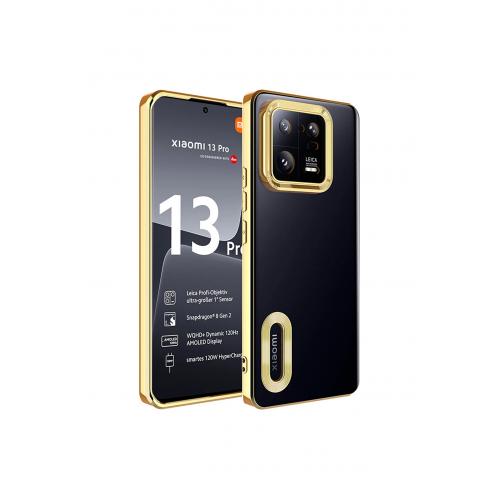 Xiaomi Mi 13 Pro için Kılıf Kamera Korumalı Logo Gösteren Omega Kapak Gold