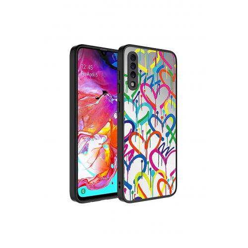 Galaxy A70 Uyumlu  için Aynalı Desenli Sert Silikon Kapak Kalp