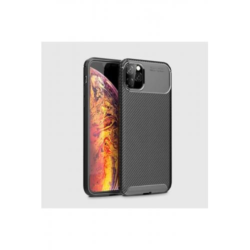 Apple Iphone 11 Pro Max Için Karbon Tasarımlı Negro Silikon Kılıf Siyah