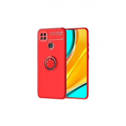 Xiaomi Redmi 9c Için Yüzüklü Manyetik Ravel Silikon Kılıf Kırmızı