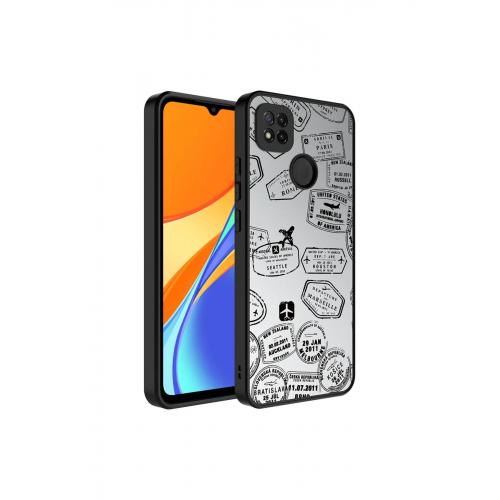 Xiaomi Redmi 9C için Aynalı Desenli Sert Silikon Kapak Seyahat