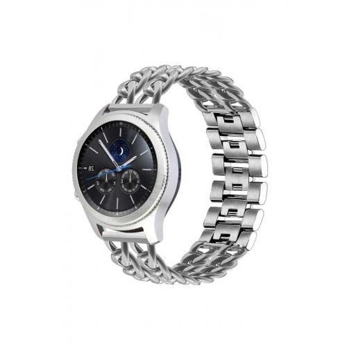 Honor Magic Watch 2 (46mm) Için Uyumlu Gümüş 22mm Zincir Halkalı Metal Kordon-17