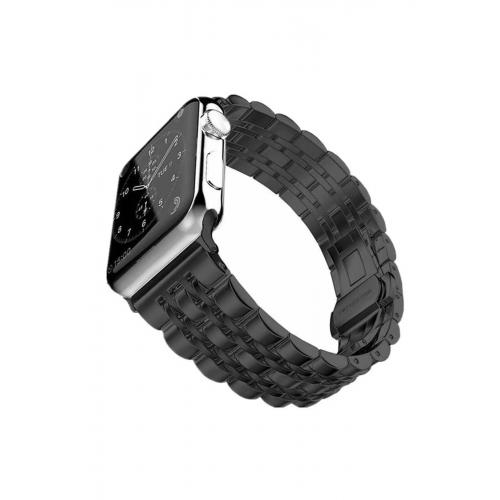 Apple Watch 9 Uyumlu 41mm iki Renkli Metal Kordon-14 Siyah