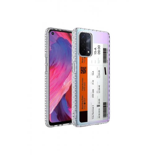 Oppo A74 4G için Renkli Desenli Elegans Sert Silikon Kapak No1