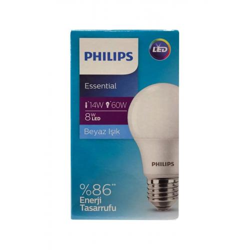 Philips Essential Enerji Tasarrufu 8w Led Ampul Beyaz Işık