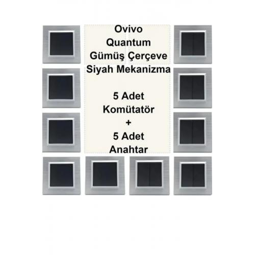 Asyagrup Ovivo Quantum Gümüş Set ( komütatör,anahtar ) - Çerçeve Dahil