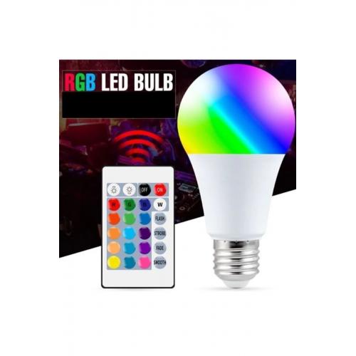 Rgb Kumandalı Led Renkli Ampul 9w (beyaz Işıklı Ve Çok Renkli ) Ayarlanabilir / Kısılabilir