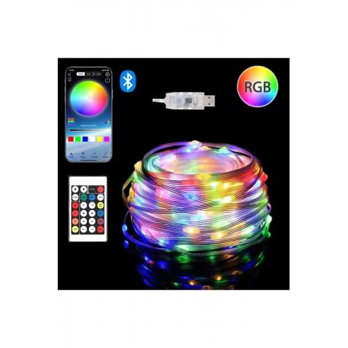 10 MT rgb Led Uzaktan Kumandalı Sese Duyarlı Bluetooth İle Telefona Bağlanabilir RGB Şerit Led