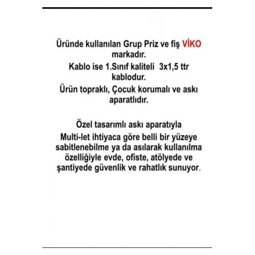 Ekonomik 3'lü Grup Priz Topraklı Çocuk Korumalı 7 Metre Kablo