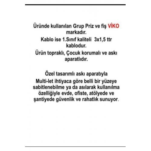 Ekonomik 3'lü Grup Priz Topraklı Çocuk Korumalı 7 Metre Kablo