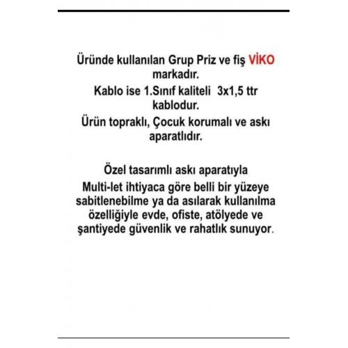 Ekonomik Siyah 5'li Topraklı Çocuk Korumalı Grup Priz 1 Metre Kablo