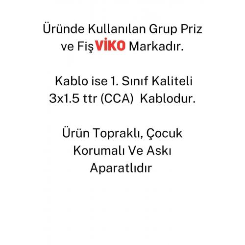 Ekonomik Siyah 3'lü Anahtarlı Topraklı Çocuk Korumalı Grup Priz 10 Metre Kablo